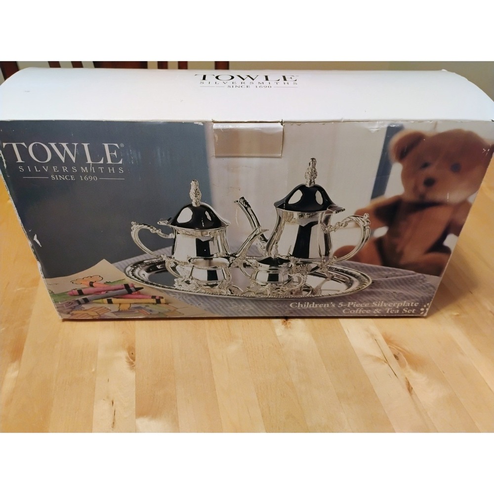 Towle Silversmiths Children's 5-Piece Silverplate Coffee & Tea Set Open Box